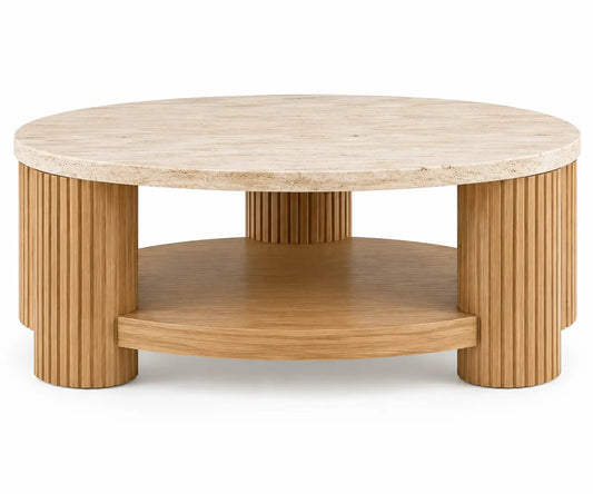 Mesa de centro de contorno redondeado, marrón