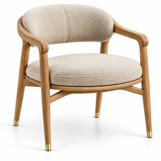 Silla con respaldo de contorno redondeado, beige y marrón