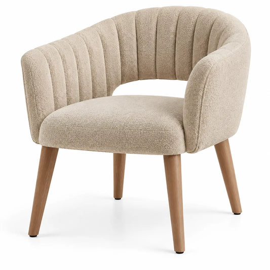 Silla con respaldo con acolchado acanalado, beige y marrón